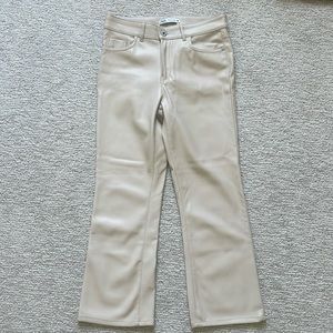 Zara Faux Flare Leather Pants - Size 6 - Beige